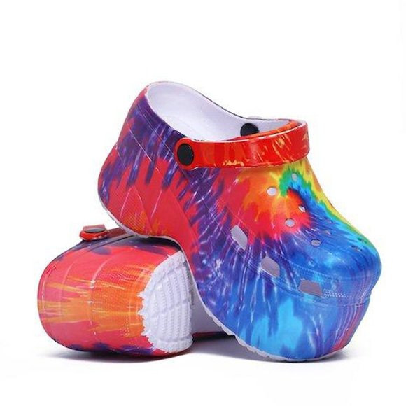 Pastel Tie Cape Robbin Platform Clogs Tie Dye Crocs Platform